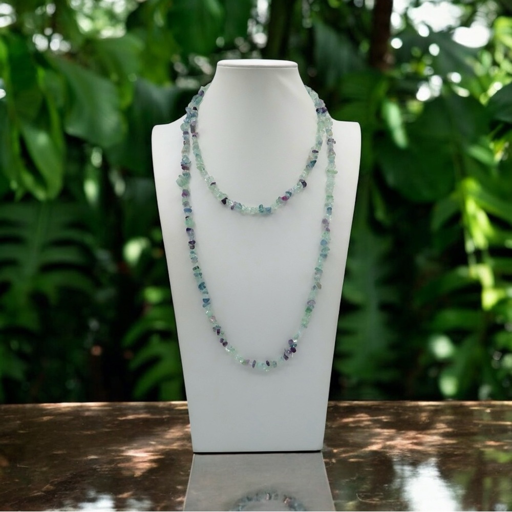 RAINBOW FLUORITE NATURAL CHIP NECKLACE